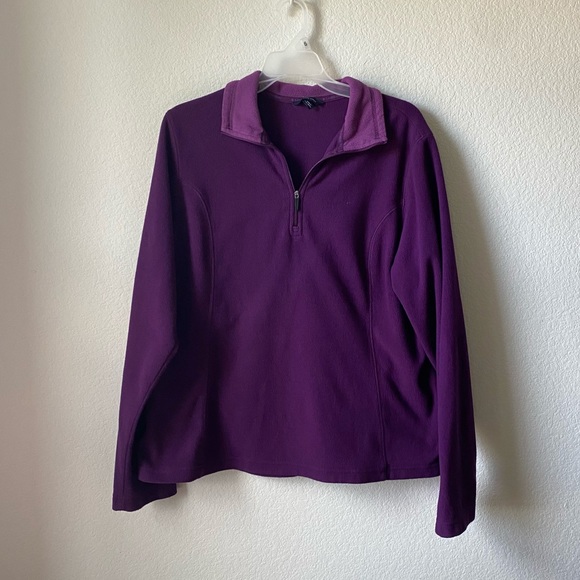 Lands End Purple Quarter Zip Fleece Pullover Thermacheck - Picture 1 of 11